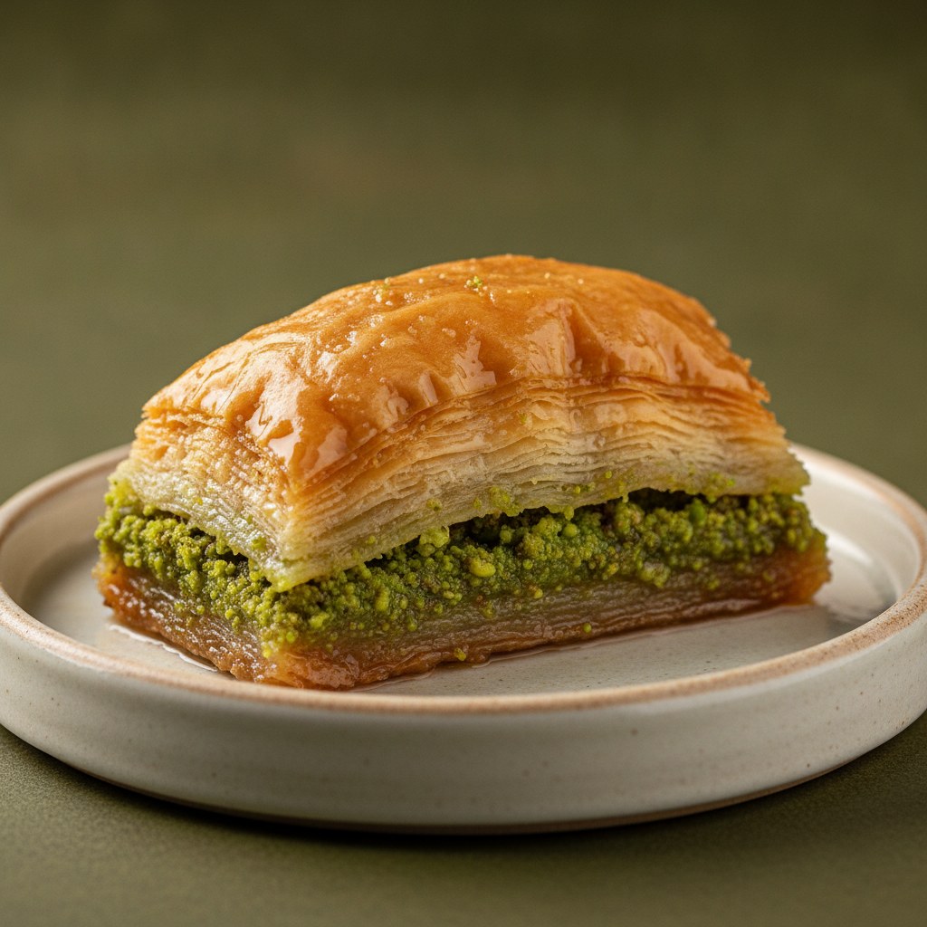 Antep fıstıklı klasik baklava dilimi