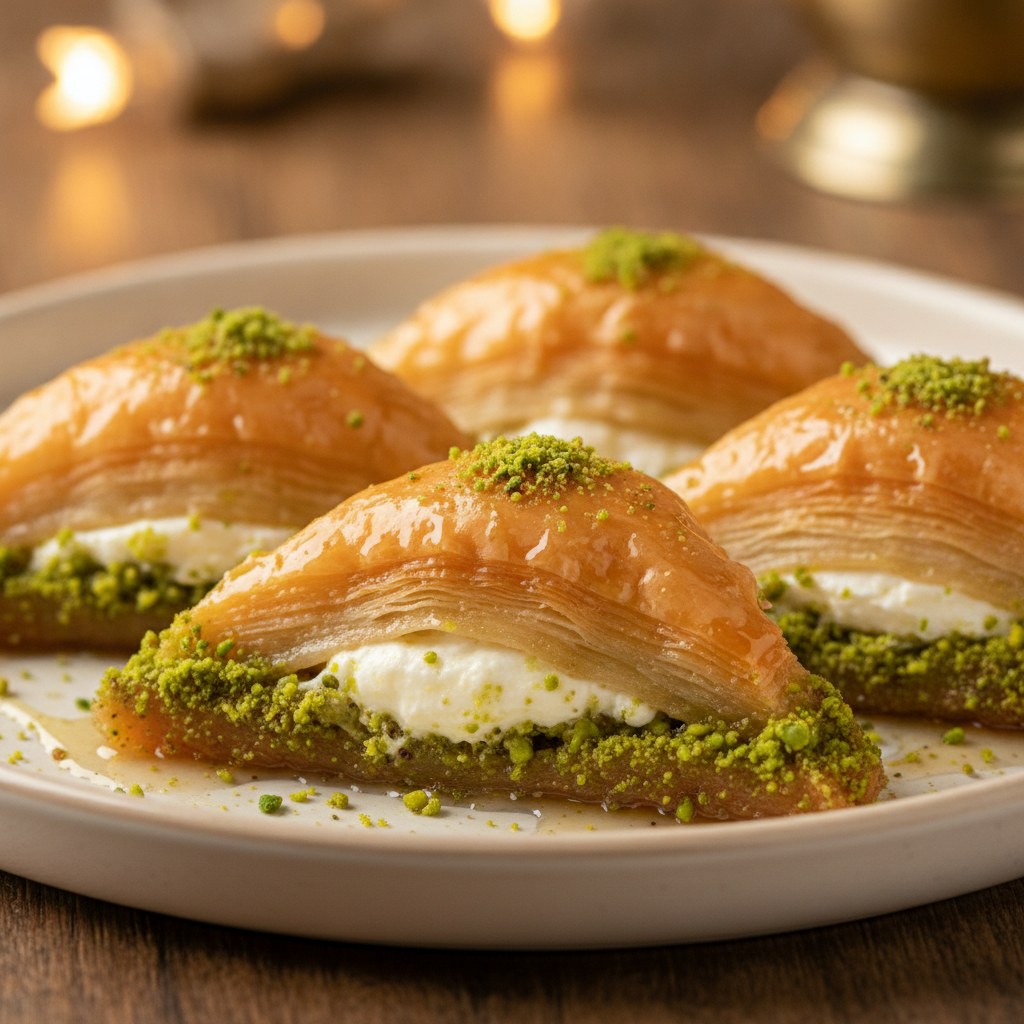 Şöbiyet, kaymaklı üçgen baklava
